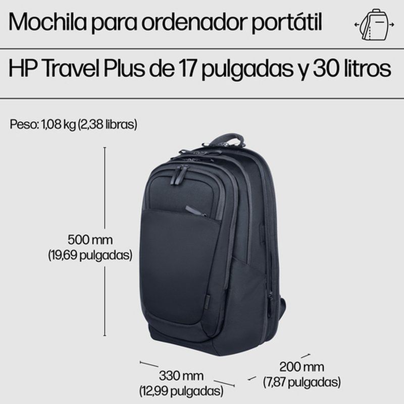 HP Mochila para portátil de 17 pulgadas Travel Plus 30L - Imagen 8