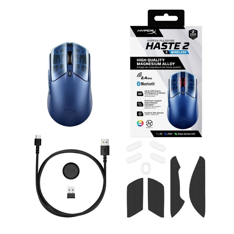 HP Ratón gaming inalámbrico HyperX Pulsefire Haste 2 S azul marino - Imagen 2