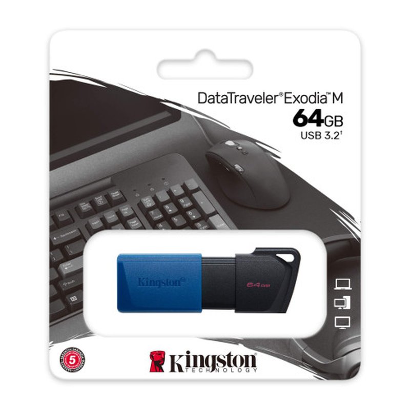 Kingston Technology DataTraveler Exodia M unidad flash USB 64 GB USB tipo A 3.2 Gen 1 (3.1 Gen 1) Negro, Azul Kingston Technology DataTraveler Exodia M unidad flash USB 64 GB USB tipo A 3.2 Gen 1 (3.1 Gen 1) Negro, Azul - Imagen 3
