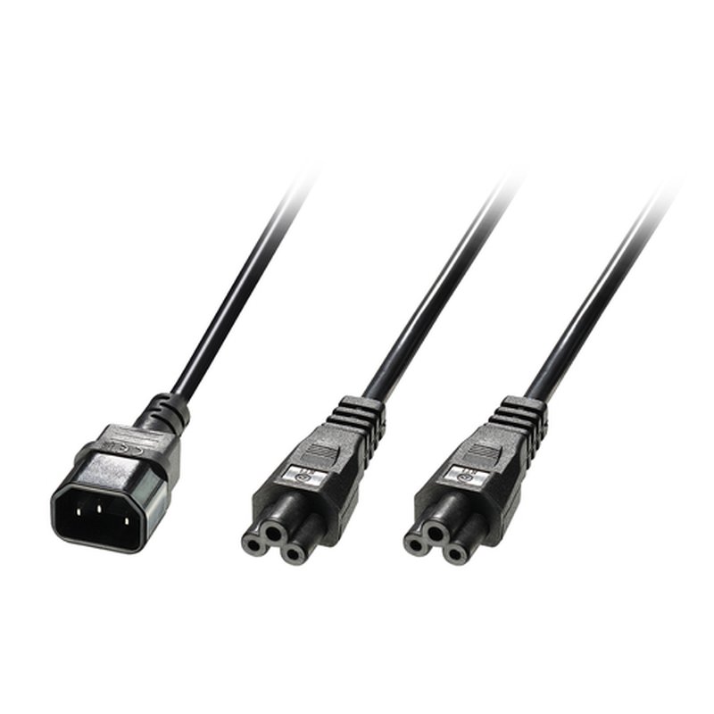 Lindy 30370 cable de transmisión Negro 2,5 m C14 acoplador 2 x conector C5