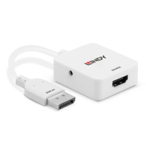 Lindy 38303 adaptador de cable de vídeo 0,095 m HDMI tipo A (Estándar) DisplayPort Blanco