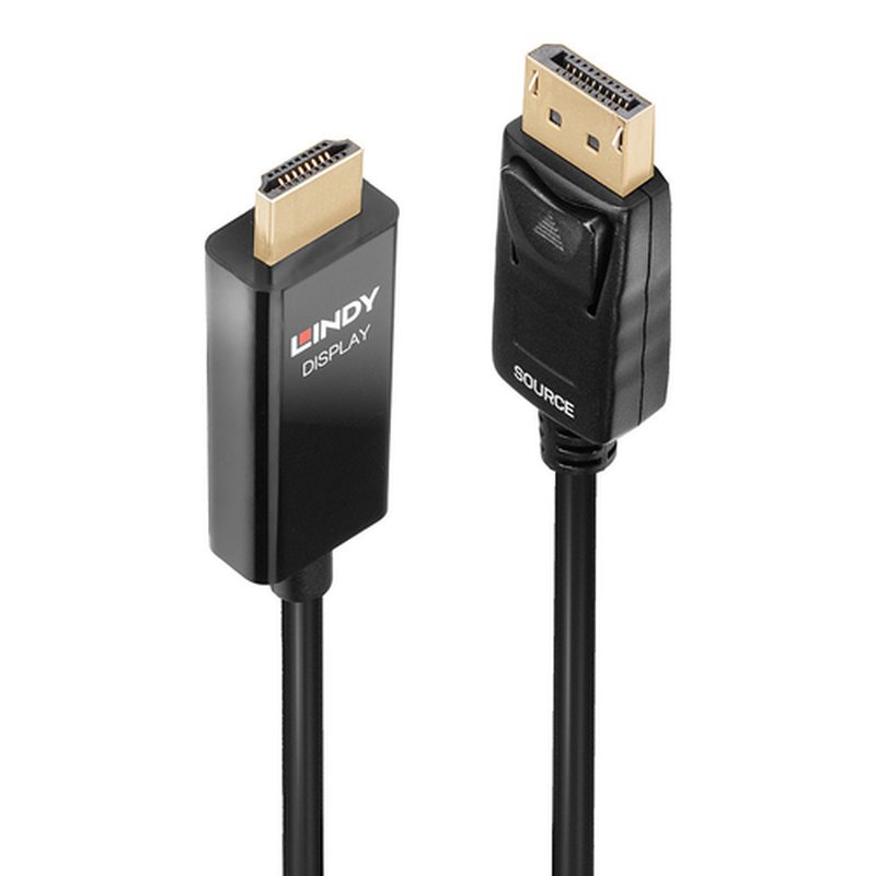 Lindy 40924 adaptador de cable de vídeo 0,5 m DisplayPort HDMI tipo A (Estándar) Negro