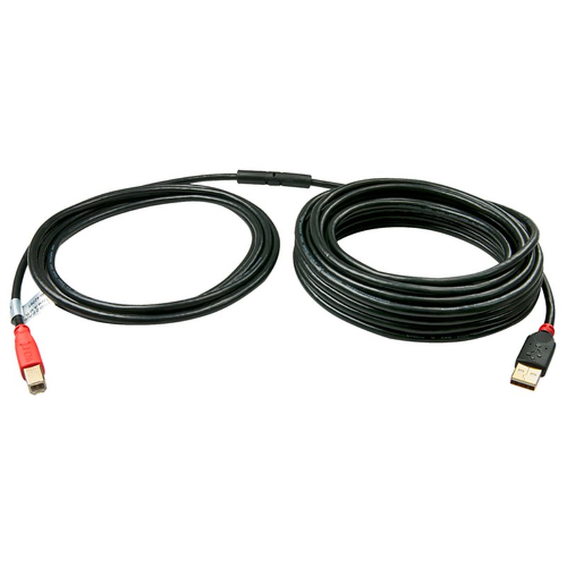 Lindy 42761 cable USB 10 m USB 2.0 USB A USB B Negro, Rojo - Imagen 2