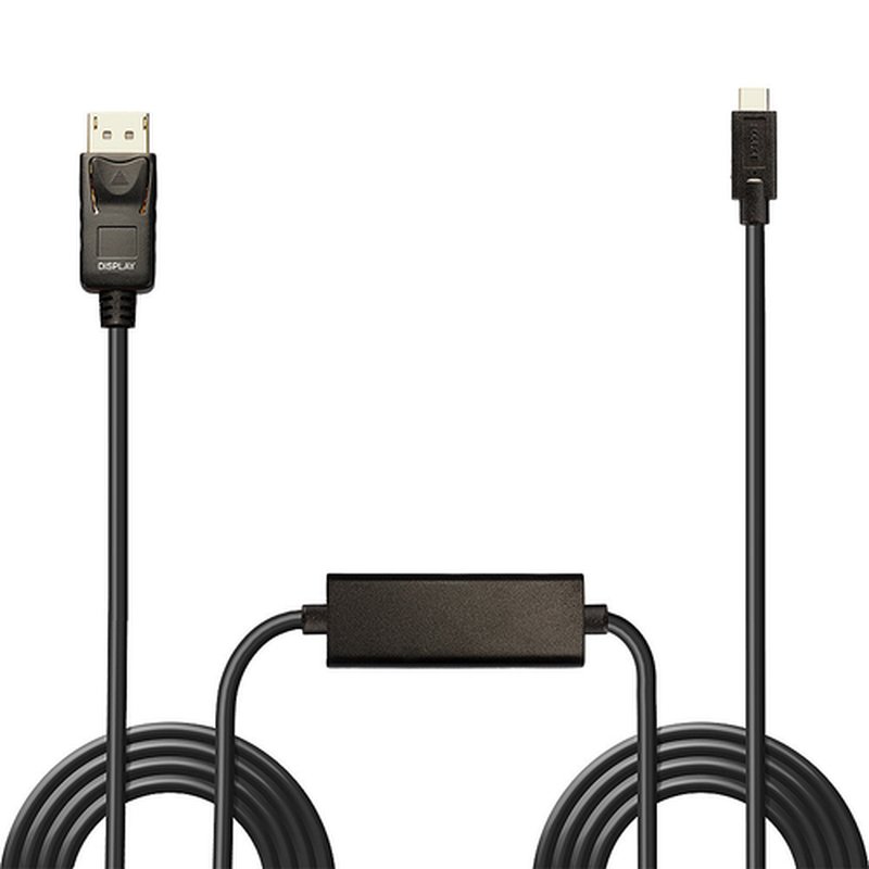 Lindy 43305 adaptador de cable de vídeo 5 m USB Tipo C DisplayPort Negro - Imagen 2