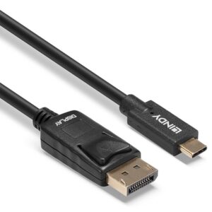 Lindy 43305 adaptador de cable de vídeo 5 m USB Tipo C DisplayPort Negro