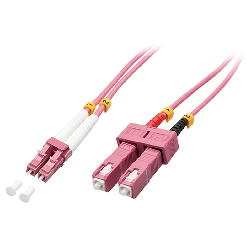 Lindy 46360 cable de fibra optica 1 m LC SC OM4 Rosa