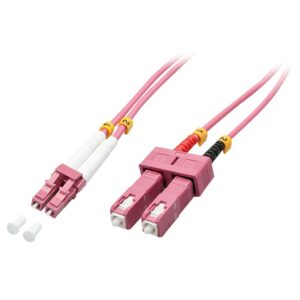 Lindy 46363 cable de fibra optica 5 m LC SC OM4 Rosa