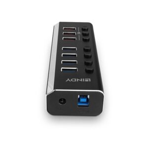 Lindy 4 Port USB 3.0 Hub with 3 Quick Charge 3.0 Ports USB 3.2 Gen 1 (3.1 Gen 1) Type-B 5000 Mbit/s Negro