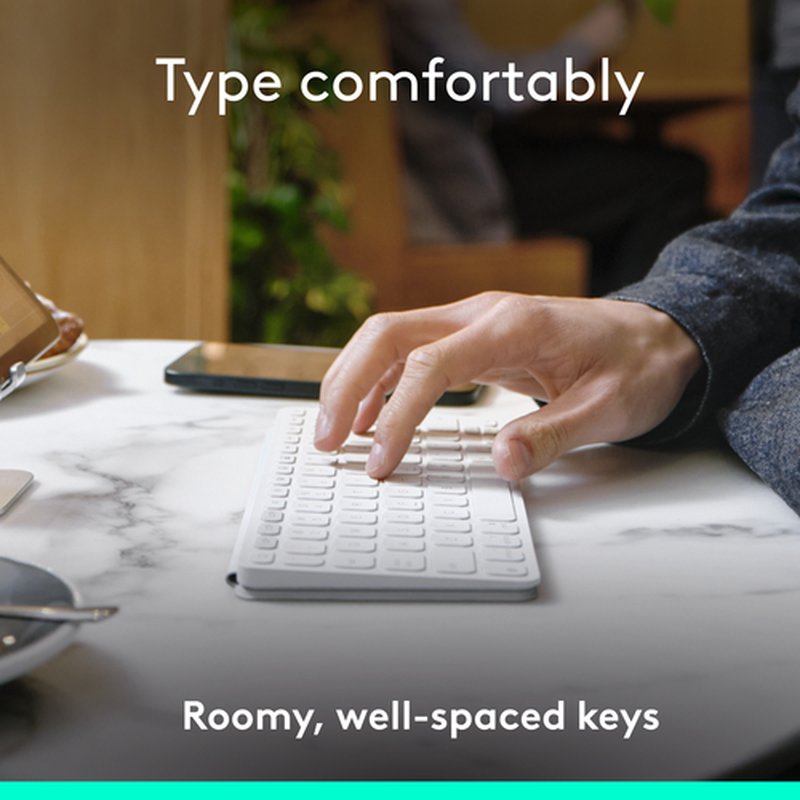 Logitech Keys-To-Go 2, teclado inalámbrico portátil para iPad con tapa integrada, estilizado y compacto, para iPad, iPhone, Mac y Apple TV, para alternar fácilmente entre dispositivos, Gris - Imagen 4
