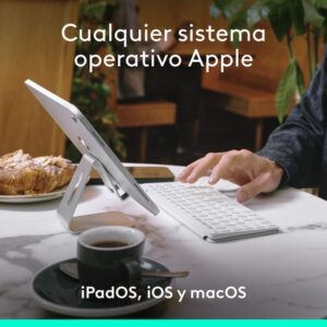 Logitech Keys-To-Go 2, teclado inalámbrico portátil para iPad con tapa integrada, estilizado y compacto, para iPad, iPhone, Mac y Apple TV, para alternar fácilmente entre dispositivos, Gris