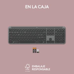 Logitech Signature Slim K950, teclado inalámbrico, diseño atractivo, alternancia entre dispositivos, escritura discreta, Bluetooth, multisistema operativo, Windows, Mac, Chrome, Grafito