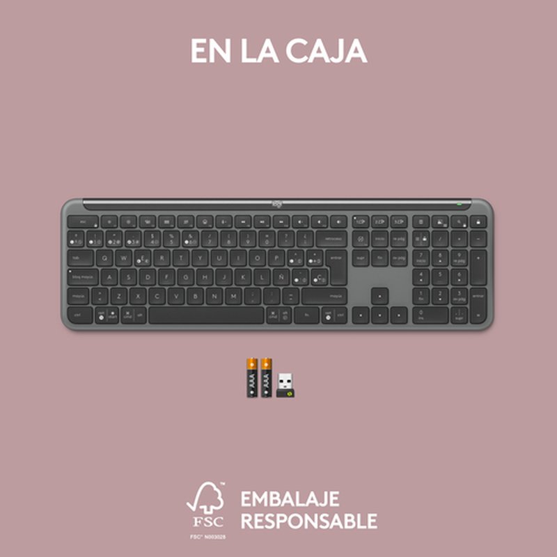 Logitech Signature Slim K950, teclado inalámbrico, diseño atractivo, alternancia entre dispositivos, escritura discreta, Bluetooth, multisistema operativo, Windows, Mac, Chrome, Grafito - Imagen 11