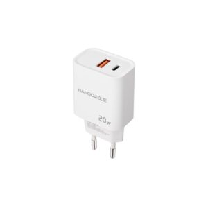 Nanocable Cargador USB-C/PD + USB-A/QC 20W, Blanco
