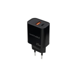 Nanocable Cargador USB-C/PD + USB-A/QC 20W, Negro
