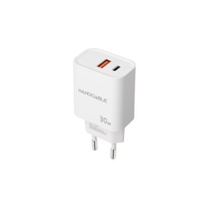 Nanocable Cargador USB-C/PD + USB-A/QC 30W, Blanco