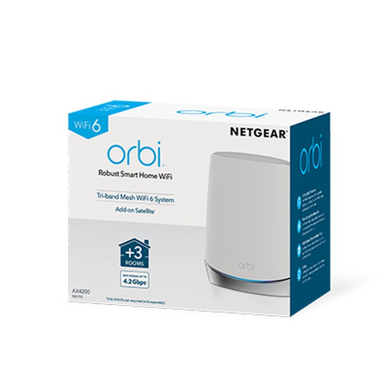NETGEAR Orbi RBS750 AX4200 WiFi 6 Mesh Sattelite Tribanda (2,4 GHz/5 GHz/5 GHz) Wi-Fi 6 (802.11ax) Blanco 2 Interno - Imagen 4
