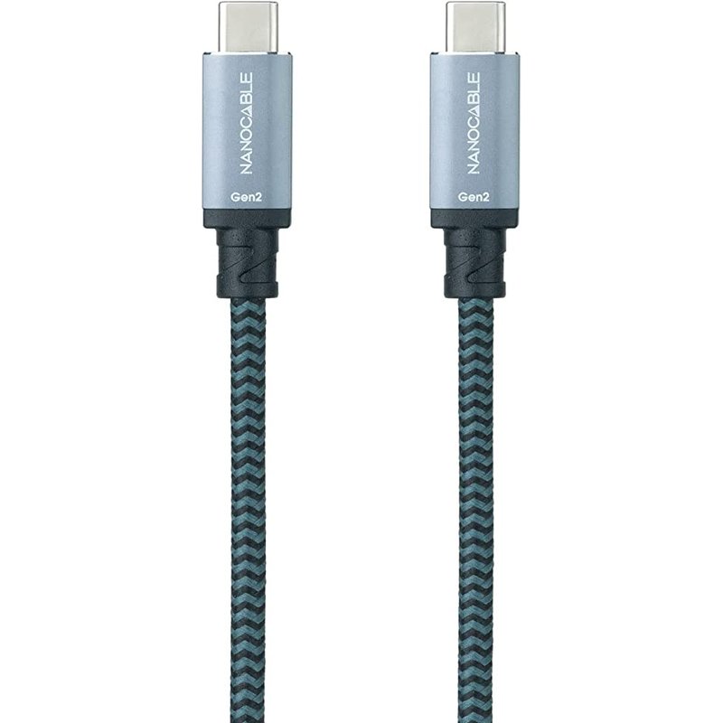 Nanocable Cable USB 3.1 Gen2 10Gbps 5A, 4K/60Hz, USB-C/M-USB-C/M, Gris/Negro, 2 m - Imagen 2