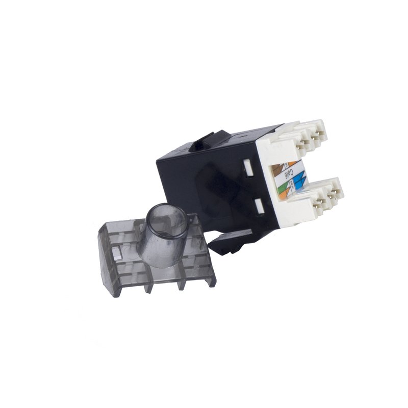 PHASAK Conector Keystone UTP RJ 45 Hembra Cat. 6 Dual Block Phasak 180º negro