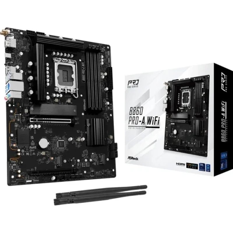 PLACA ASROCK B860 PRO-A WIFI,INTEL,1851,B860,4DDR5,256GB,1HDMI+1DP,4SATA3+2M.2,2.5GBLAN,WIFI6E+BT5.3,8USB3.2+2USB TYPE-C,ATX