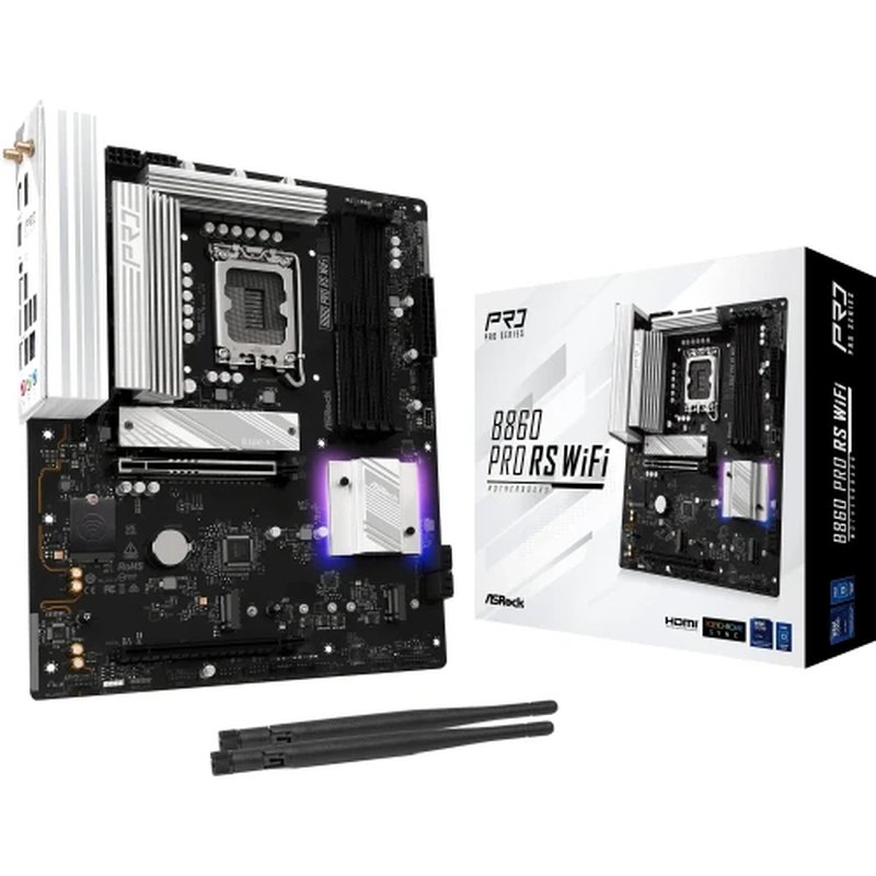 PLACA ASROCK B860 PRO RS WIFI,INTEL,1851,B860,4DDR5,256GB,1HDMI+1DP,4SATA3+2M.2,2.5GBLAN,WIFI6E+BT5.3,8USB3.2+2USB TYPE-C,ATX