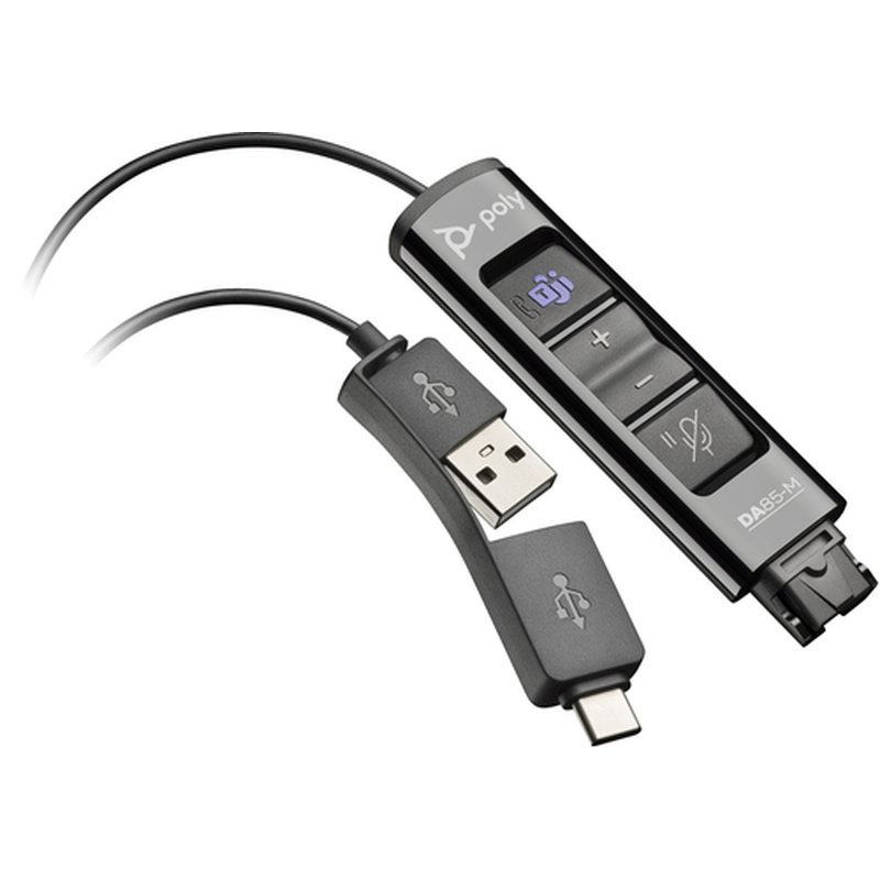 POLY Adaptador negro DA85-M USB a QD compatible con TAA