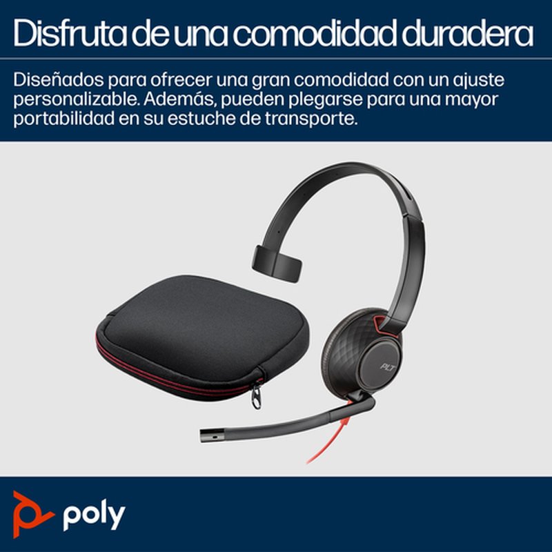 POLY Auriculares Blackwire 5210 monaural USB-C + conector de 3,5 mm + adaptador USB-C/A (paquete) - Imagen 5