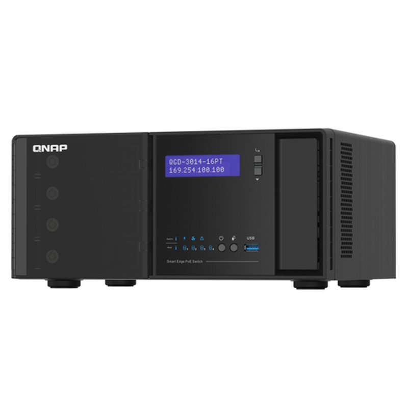 QNAP QGD-3014-16PT-8G switch Gestionado Gigabit Ethernet (10/100/1000) Energía sobre Ethernet (PoE) Negro - Imagen 3