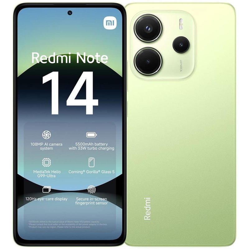 SMARTPHONE XIAOMI REDMI NOTE 14 6.67" OC 6GB 128GB 4G ANDROID 14 GREEN SMARTPHONE XIAOMI REDMI NOTE 14 6.67" OC 6GB 128GB 4G ANDROID 14 GREEN
