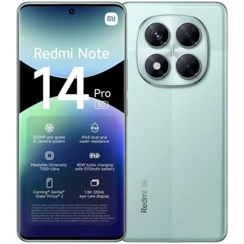 SMARTPHONE XIAOMI REDMI NOTE 14 PRO 6.67" OC 12GB 512GB 5G ANDROID 14 GREEN