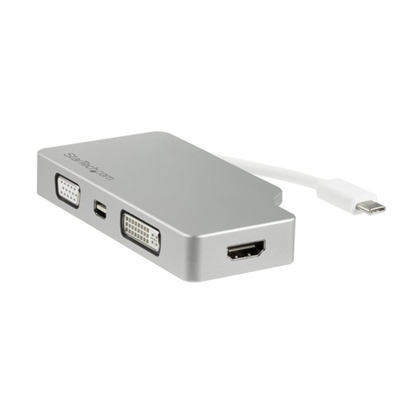 StarTech.com Adaptador USB C Multipuertos de Vídeo HDMI, VGA, Mini DisplayPort o DVI - Convertidor USB Tipo C de Monitor a HDMI 1.4 o mDP 1.2 (4K) - VGA o DVI (1080p) - Aluminio Plata StarTech.com Adaptador USB C Multipuertos de Vídeo HDMI, VGA, Mini DisplayPort o DVI - Convertidor USB Tipo C de Monitor a HDMI 1.4 o mDP 1.2 (4K) - VGA o DVI (1080p) - Aluminio Plata