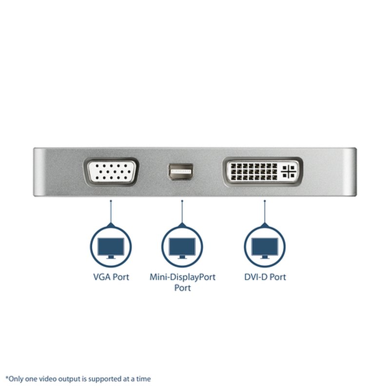 StarTech.com Adaptador USB C Multipuertos de Vídeo HDMI, VGA, Mini DisplayPort o DVI - Convertidor USB Tipo C de Monitor a HDMI 1.4 o mDP 1.2 (4K) - VGA o DVI (1080p) - Aluminio Plata StarTech.com Adaptador USB C Multipuertos de Vídeo HDMI, VGA, Mini DisplayPort o DVI - Convertidor USB Tipo C de Monitor a HDMI 1.4 o mDP 1.2 (4K) - VGA o DVI (1080p) - Aluminio Plata - Imagen 3