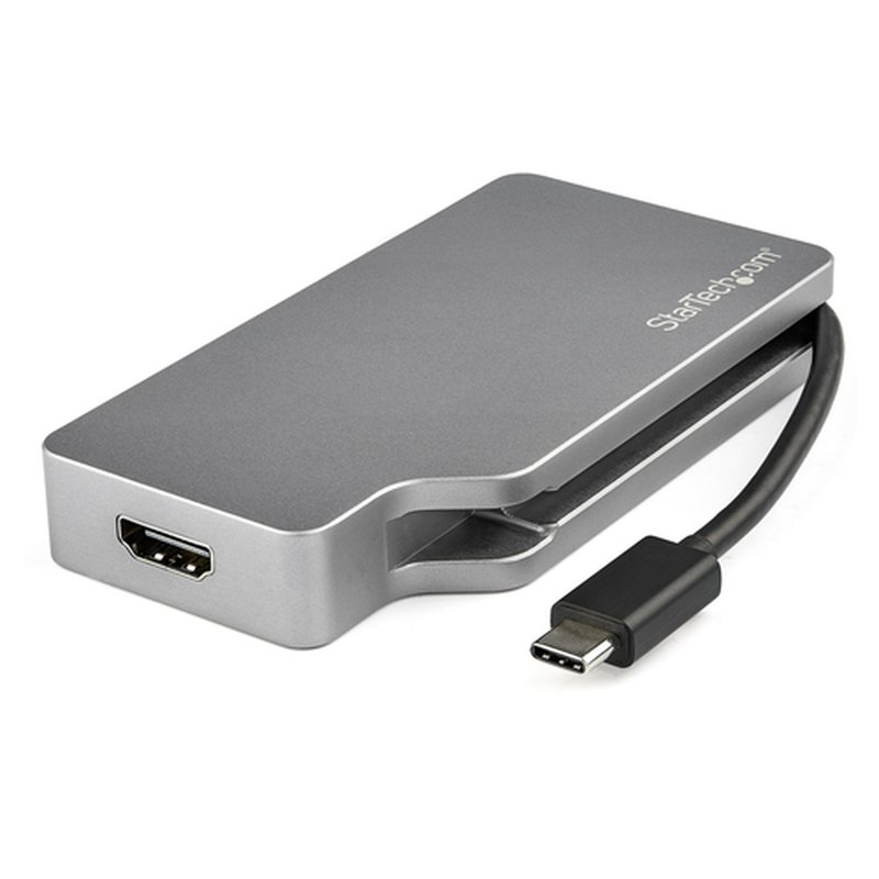 StarTech.com Adaptador USB C Multipuertos de Vídeo HDMI, VGA, Mini DisplayPort o DVI - USB Tipo C de Monitor a HDMI 2.0 o mDP 1.2 (4K 60Hz) - VGA o DVI (1080p) - Aluminio Gris Espacial