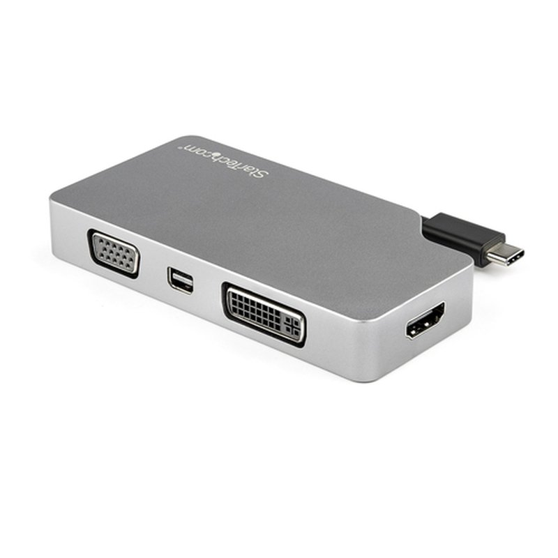 StarTech.com Adaptador USB C Multipuertos de Vídeo HDMI, VGA, Mini DisplayPort o DVI - USB Tipo C de Monitor a HDMI 2.0 o mDP 1.2 (4K 60Hz) - VGA o DVI (1080p) - Aluminio Gris Espacial - Imagen 2
