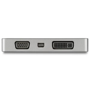 StarTech.com Adaptador USB C Multipuertos de Vídeo HDMI, VGA, Mini DisplayPort o DVI - USB Tipo C de Monitor a HDMI 2.0 o mDP 1.2 (4K 60Hz) - VGA o DVI (1080p) - Aluminio Gris Espacial