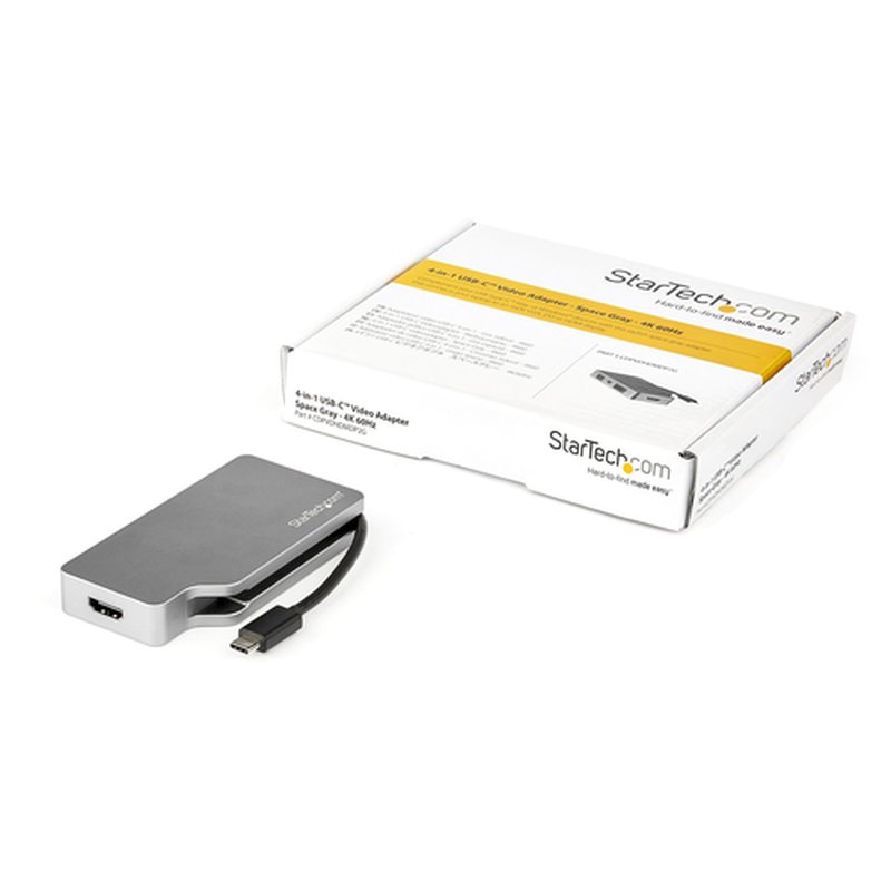 StarTech.com Adaptador USB C Multipuertos de Vídeo HDMI, VGA, Mini DisplayPort o DVI - USB Tipo C de Monitor a HDMI 2.0 o mDP 1.2 (4K 60Hz) - VGA o DVI (1080p) - Aluminio Gris Espacial - Imagen 5