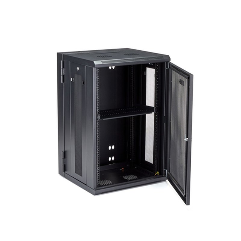 StarTech.com Armario Rack de Servidores de Pared 18U 19" - con 40,6cm/16" de Profundidad, Cierre de Seguridad y Puertas con Bisagras - Montado - Estante y Paneles Laterales Adaptables StarTech.com Armario Rack de Servidores de Pared 18U 19" - con 40,6cm/16" de Profundidad, Cierre de Seguridad y Puertas con Bisagras - Montado - Estante y Paneles Laterales Adaptables - Imagen 3