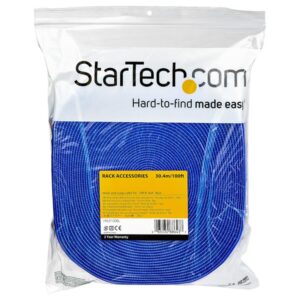 StarTech.com Bobina de 30,48m de Gancho y Bucle - Tiras Reutilizables de Gancho y Bucle - Cinta Sujetacables - Envolturas Ajustables de Tela para Gestión de Cableado - Azul