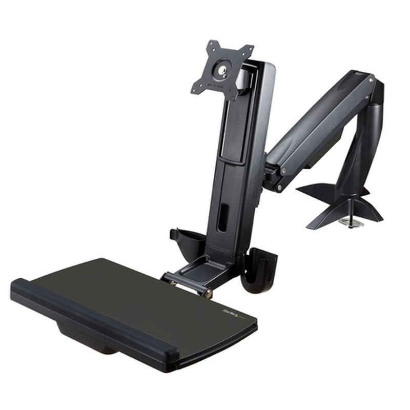 StarTech.com Brazo de Soporte de Pie y Sentado - Brazo Ajustable de Montaje en Escritorio de Pie o Sentado para Un Monitor VESA de hasta 27" - Ergonómico Articulado para Escritorio de Pie