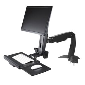 StarTech.com Brazo de Soporte de Pie y Sentado - Brazo Ajustable de Montaje en Escritorio de Pie o Sentado para Un Monitor VESA de hasta 27" - Ergonómico Articulado para Escritorio de Pie