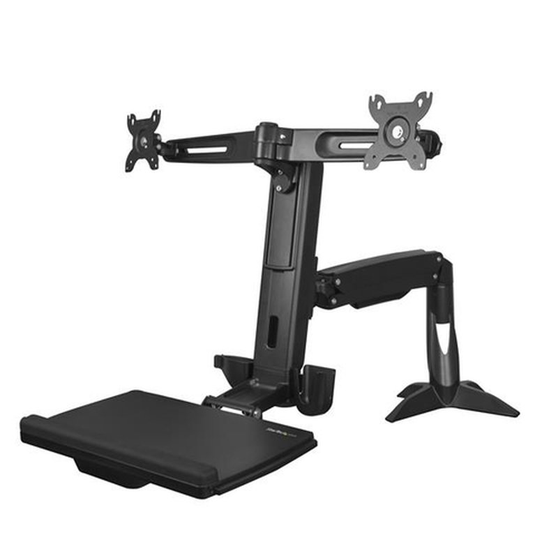 StarTech.com Brazo para 2 Monitores de hasta 24 Pulgadas - Brazo de Soporte VESA para dos Pantallas de Pie y Sentado de Altura Ajustable