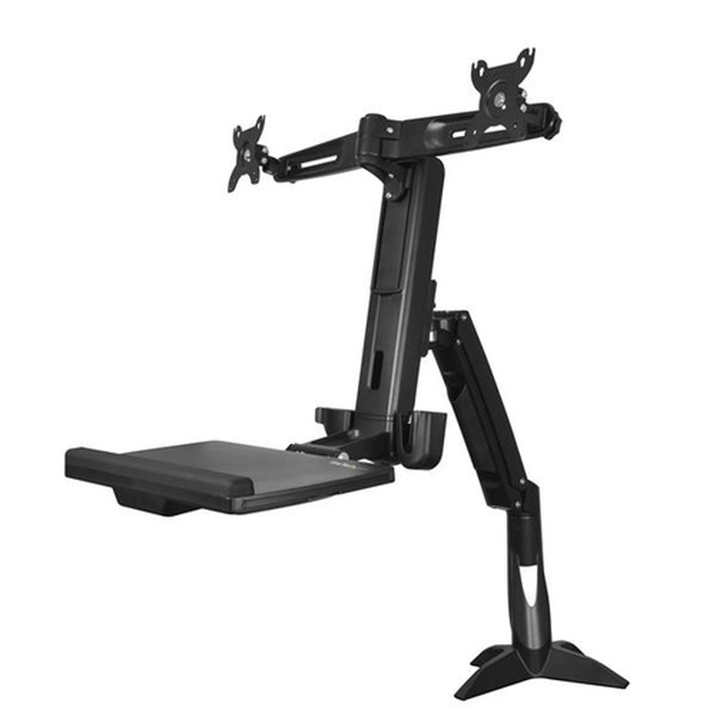 StarTech.com Brazo para 2 Monitores de hasta 24 Pulgadas - Brazo de Soporte VESA para dos Pantallas de Pie y Sentado de Altura Ajustable - Imagen 4