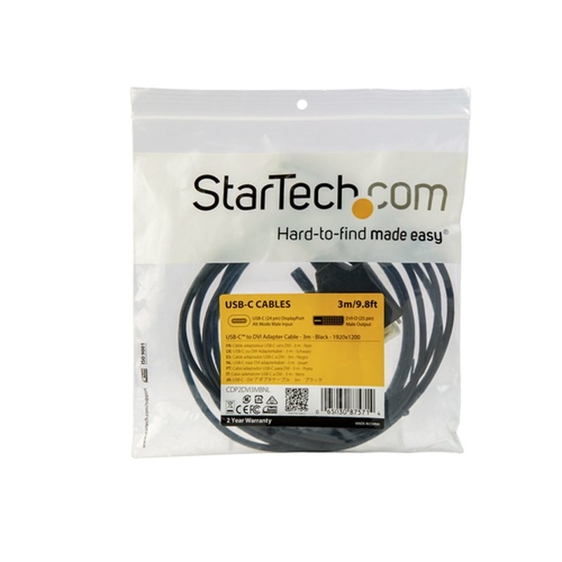 StarTech.com Cable Adaptador de 3m USB-C a DVI 1920 x 1200 - Negro - Cable USB Tipo C a DVI - Cable Conversor de Vídeo USBC - Imagen 5