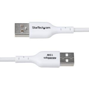 StarTech.com Cable Cargador USB-A a USB-C de 1m - Cable Adaptador USB-A a USB Tipo C - 3A - Cable de Carga y Sincronización - USB 2.0 - Recubrimiento de TPE - M/M - Blanco