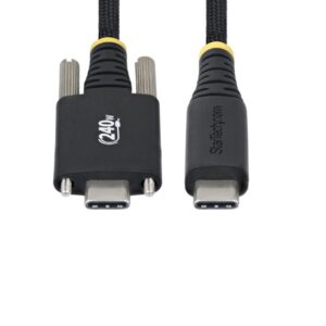 StarTech.com Cable Cargador USB-C de 2m - Tornillos Laterales de Fijación - Cable USB Tipo C de Carga EPR de 240W (5A) - Cable USB 2.0 - Cable Resistente con Recubrimiento de Silicona - USB-IF