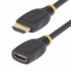 StarTech.com Cable HDMI 2.0 de Extensión Alargador de 6ft (2m) - Cable HDMI de Alta Velocidad Ahorrador de Puertos - 4K 60Hz - Cable Extensor HDMI Macho a Hembra