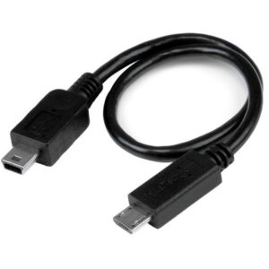 StarTech.com Cable USB OTG de 20cm - Cable Adaptador Micro USB a Mini USB - Macho a Macho