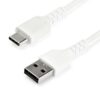 StarTech.com Cable de 1m de Carga USB A a USB C - de Carga Rápida y Sincronización Rápida USB 2.0 a USB Tipo C - Revestimiento TPE de Fibra de Aramida M/M 3A Blanco - S10, iPad Pro, Pixel