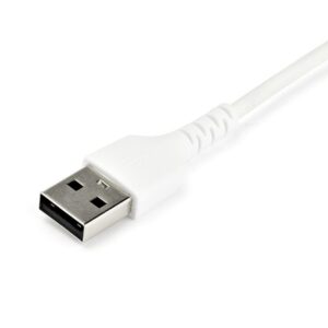 StarTech.com Cable de 1m de Carga USB A a USB C - de Carga Rápida y Sincronización Rápida USB 2.0 a USB Tipo C - Revestimiento TPE de Fibra de Aramida M/M 3A Blanco - S10, iPad Pro, Pixel