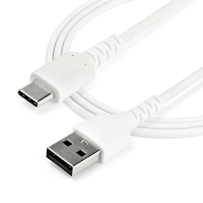 StarTech.com Cable de 1m de Carga USB A a USB C - de Carga Rápida y Sincronización Rápida USB 2.0 a USB Tipo C - Revestimiento TPE de Fibra de Aramida M/M 3A Blanco - S10, iPad Pro, Pixel - Imagen 5