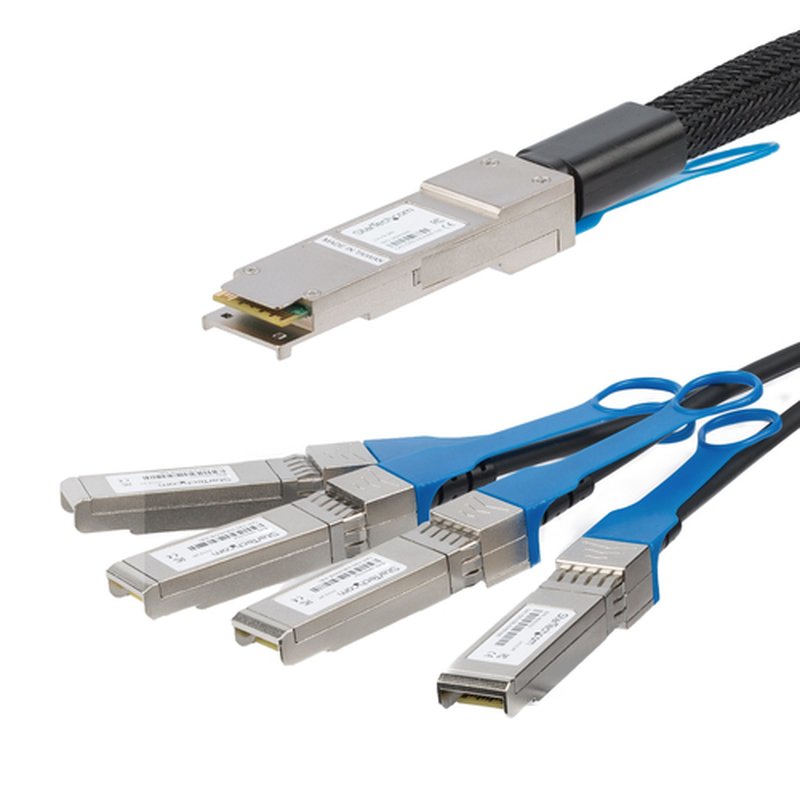 StarTech.com Cable de 2m Twinax Direct Attach QSFP+ a 4x SFP+ 40G Compatible con MSA sin Codificar- DAC de Cobre de 40 GbE - DAC Módulo Transceptor Pasivo de Bajo Poder 40 Gbps